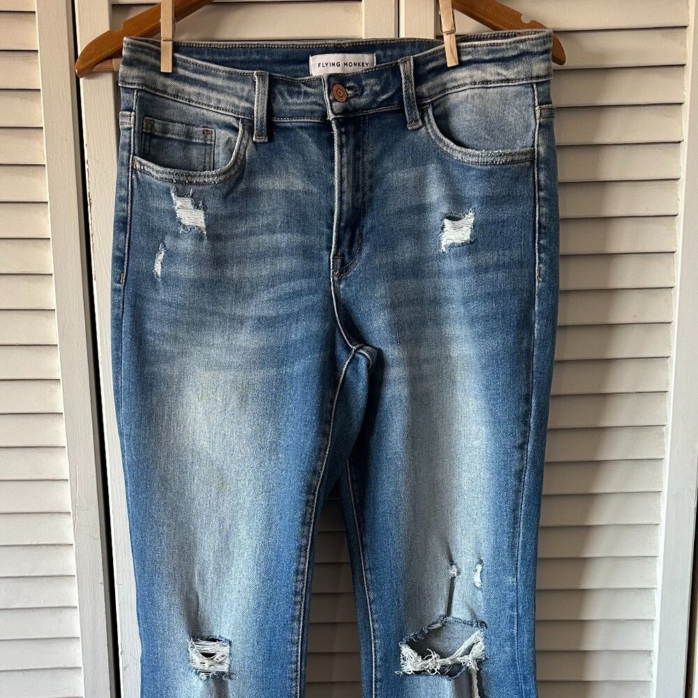Flying Monkey, Distressed Flare Jeans